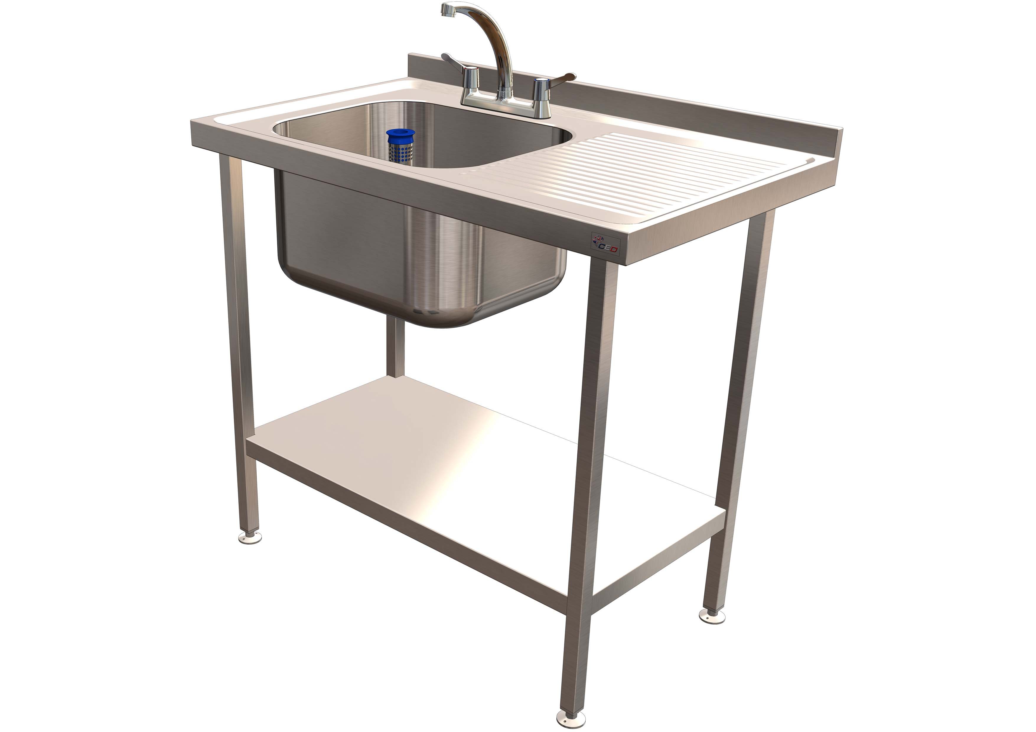 Single Bowl Sink 1000mm x 600mm x 900mm Right Hand Drainer 500mm Bowl