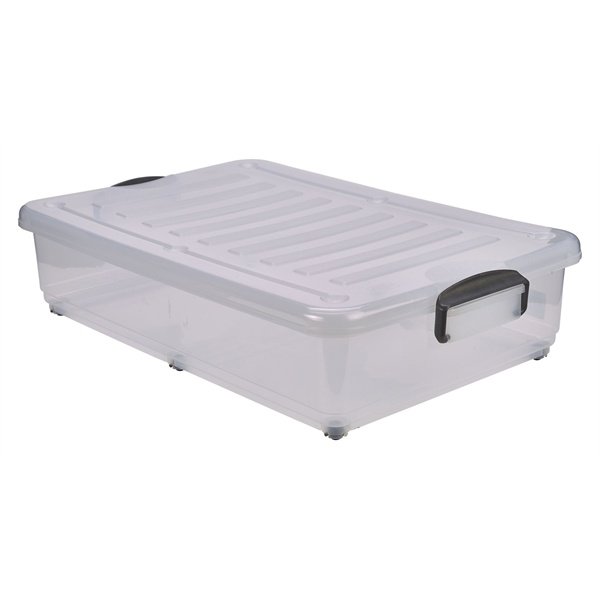 Storage Box 40L W/ Clip Handles On Wheels, Pack of 4
