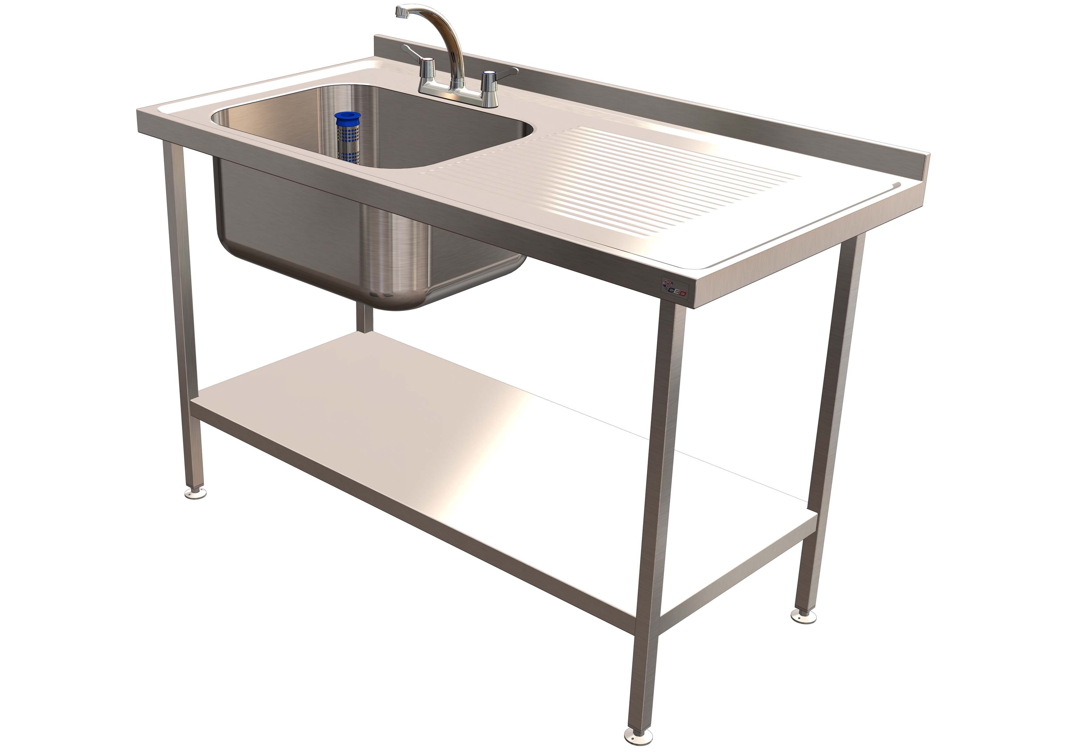 Single Bowl Sink 1400mm x 700mm x 900mm Right Hand Drainer 600mm Bowl